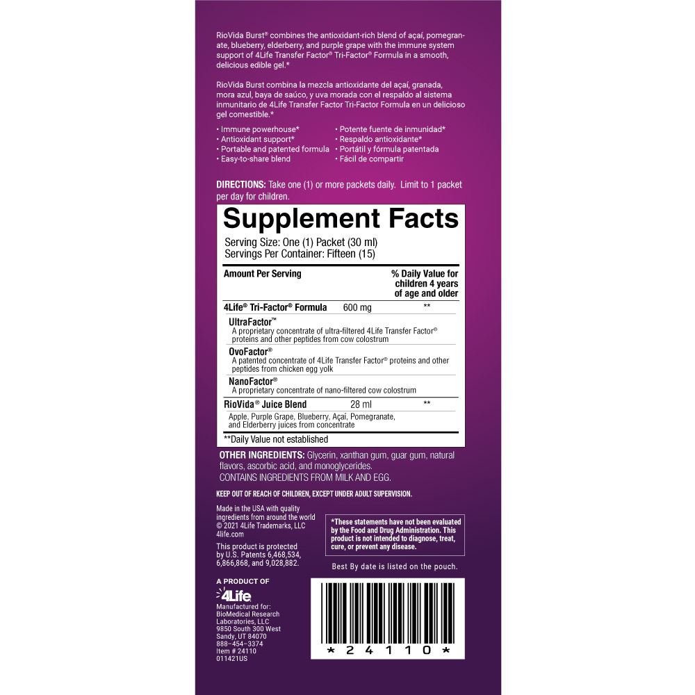 4Life Transfer Factor Riovida Burst - Transfer Factor Store